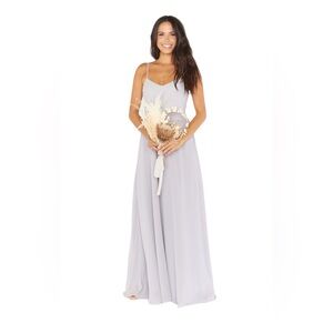Show‎ Me Your MuMu Faith Maxi Dress Dove Grey Chiffon Small Bridesmaid
